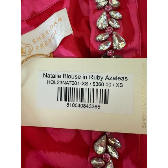 Sheridan French Ruby Azaleas Natalie 100% Poly Silk Pink Blouse Size XS - Picture 12 of 15